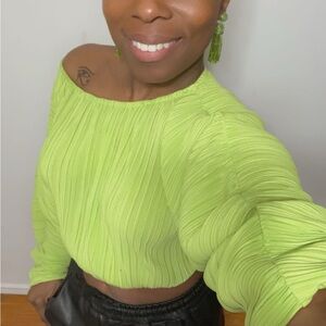 Lime Green Off-Shoulder Top